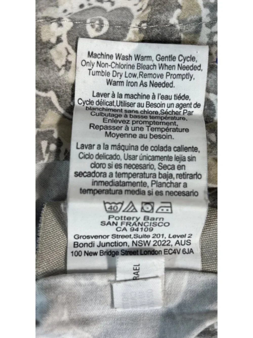 Pottery Barn King Jacquelyn Medallion Cotton Sateen Duvet Covet Gray Cream EUC